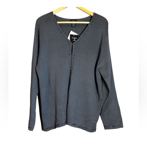 NWT! Studio g silk blend cardigan with beading - Picture 8 of 12
